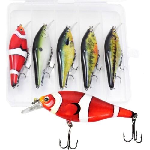 5Pcs 3.7in Bionic Fishing Lure Hard Body Sinking Bait Fishing Bass Lure Fishing Lure Artificial Bait Lifelike Crankbait Hooks