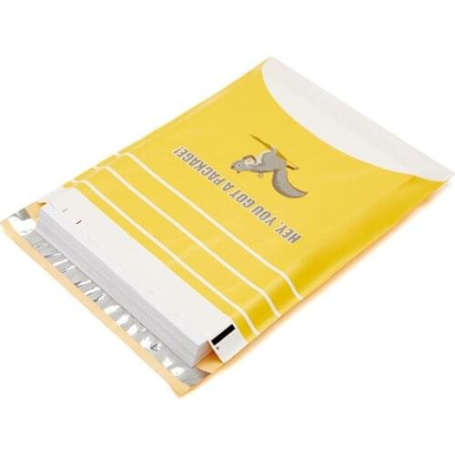 50Pcs Yellow Plastic Envelope Cute Squirrel Courier Bag Self Sealing Adhesive Poly Mailers 10x13 Inch Shipping Mailing Envelopes