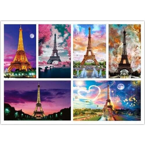 5D Diy Diamond Painting Paris Eiffel Tower Landscape Full Circle Square Diamond Cross Stitch Mosaic Embroidery Home Decoration