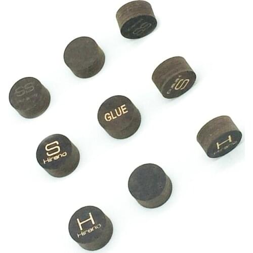 6pcs professional 14mm HIRANO Billiards Pool cue tips SS/S/M/H dark brown 8layers pigskin cue tips Wholesales accessories