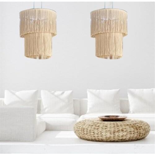 Hand-knitted Lampshade National Wind Living Room Bedroom Wedding Hanging Lamp Decoration Macrame Lampshade