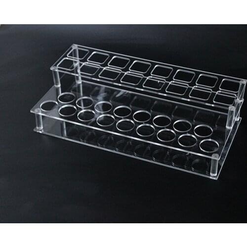 Wholesale display acrylic stand for contact lenses holder lipstick makeup organizer shelf glass bottle stand 2 layer