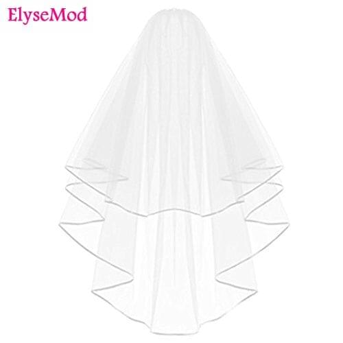2 Layer Ribbon Edge Center Cascade Bride Bridal Wedding Veil With Comb Bride Satin Sash