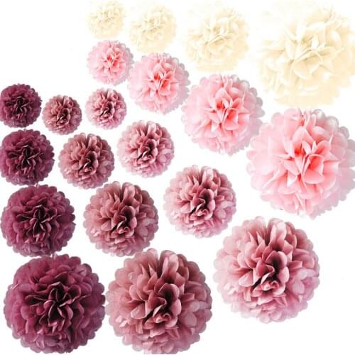 PET Rose Gold Paper Ball Wedding Flowers Ball Christmas Ornaments Party Decorations Handmade Paper Flower Hanging Decorations