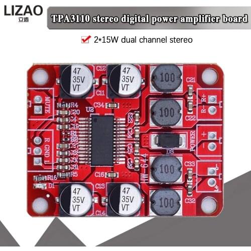 DC 12V TPA3110 TPA3110D2 Digital Power Amplifier Module 2x15W Dual Channel Stereo DIY Speaker Amplifier Electronics Design PCB
