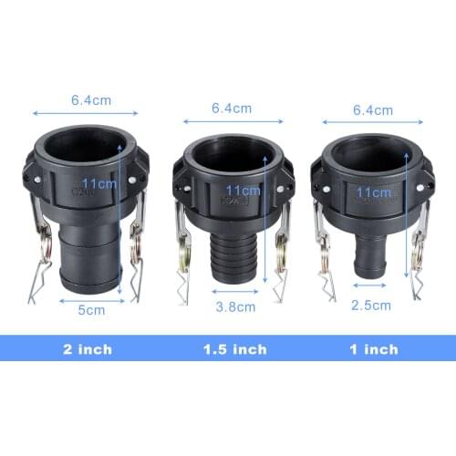 IBC water Tank Valve PP Connector 2" to 1", 2" to 1-1/2", 2" to 2" Female BSP/NTP Camlock Hose Coupling Fitting Tail Garden Tool