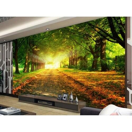 Personality wall mural wallpaper painting Sunshine forest avenue Custom 3d mural wallpaper
