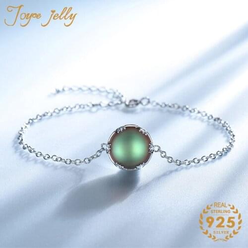 JoyceJelly Women Fashion 925 Silver Bracelet Wedding Jewelry Classic Round Colored Gemstone Emerald Forest Party Gifts Wholesale