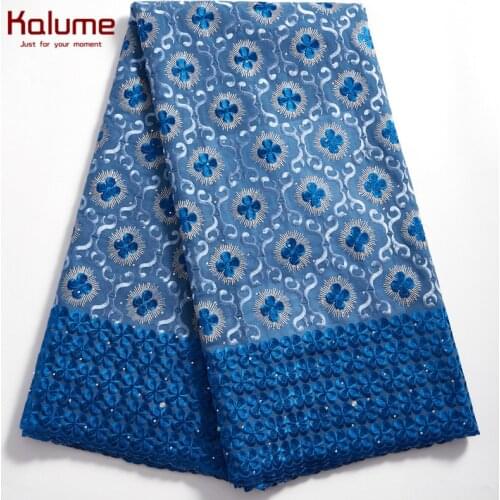 Kalume African Lace Fabric High Quality Nigerian Cotton Lace Fabric Stone Swiss Voile Lace In Switzerland For Dress Party H2332