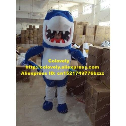 Vivid Blue Shark Killer Whale Mascot Costume Mascotte Grampus Selachimorpha With Much Sharp Teeth Happy Face No.1998 Free Ship