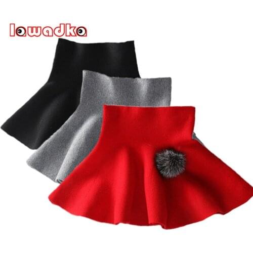 Lawadka Autumn Winter Skirts For Girls Knitted Tutu Pleated Mini Skirt High Waist Childrens Clothing Age for 2-6Years Old