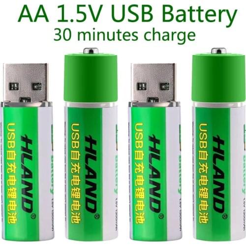 Large capacity 1.5V AA 1300mAh USB rechargeable lithium ion battery for remote control wireless mouse + cable Free shipping