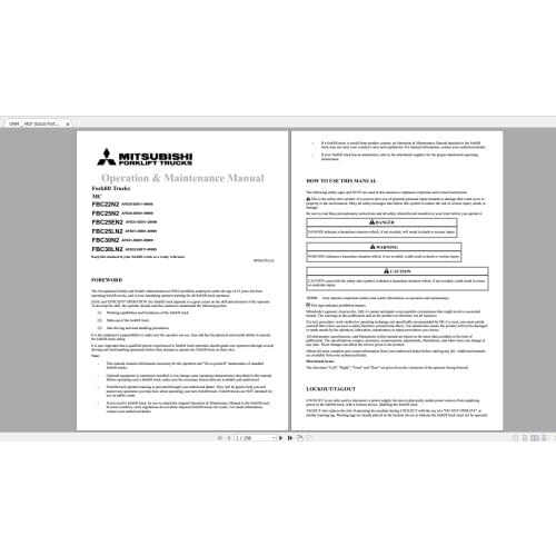 Mitsubishi Forklift 12.7GB Updated 06.2021 Schematic, Wiring Diagrams, Service, Operation & Maintenance Manuals [MCFA]