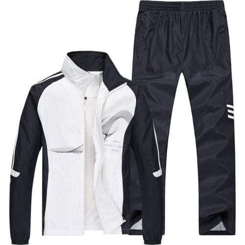 Mens Casual Tracksuit Long Sleeve Jacket and Pants Sets 2020 Brand Men Suit Spring Autumn Track Suit 2 Pieces Sets Gym Clothing