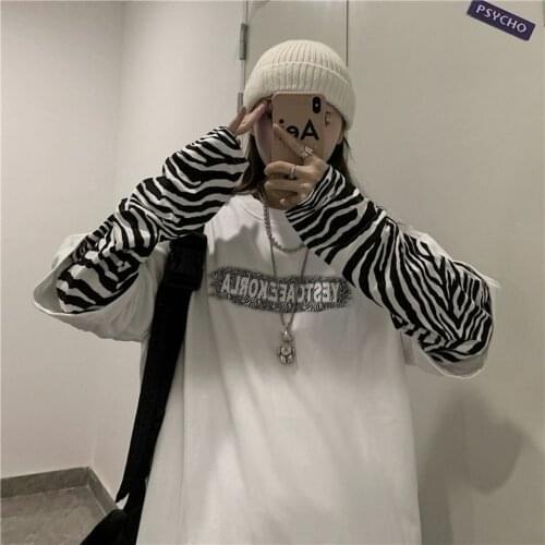 New sweatshirt Long-sleeved T-shirt women 2021 Spring Harajuku style bf style butterfly print hoodie Korean student loose ins