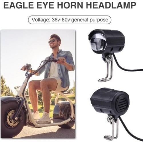 E-Bike Headlight Electric Bike LED Front Light E-Scooter Bicycle Motorcycle 2 in 1 Waterproof Horn Headlight