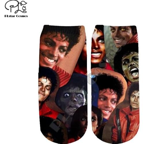 PLstar Cosmos Drop shipping Michael Jackson fashion 3DPrint Women/men/boy/girl Harajuku Colorful casual Short Ankle Socks Style1