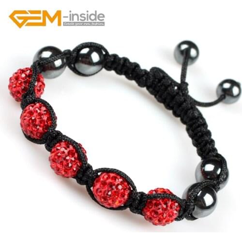 Popular New Assorted Colors 10mm Rhinestone Czech Crystal Ball Hand-knotted Bracelet Adjustable Size Wholesale Gem-inside