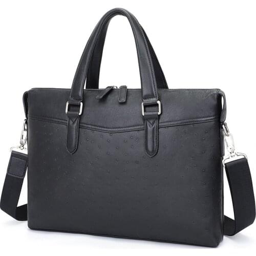 Black Briefcase Bags For Man Real Leather Business Brand Designer Travel Fashion A4 File 14" Laptop Hand Shoulder Crossbody Bags