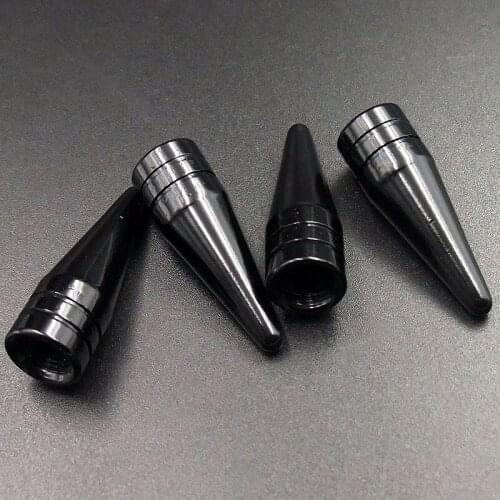 4pcs Black Universal Long Spiked Car Wheel Tire Valve Air Stem Dust Caps Cover Truck Auto Vehicle Motorcycle Bicycle Accessory