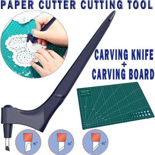 Handheld Craft Cutting Carving Tool With 3 Blades + PVC Mat Paper Cutter Set For Paper Cutting Template Making