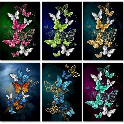 SDOYUNO Painting By Numbers Butterfly Modern Acrylic Paint By Numbers Wall Art Canvas Animals Painting For Home Decor Frameles