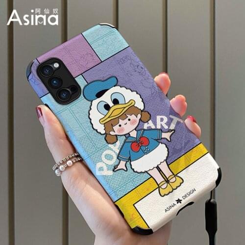 ASINA Imitation Lambskin Case For OPPO Reno 2 3 4 5 Pro Cute Cartoon Silicone Cover Bumper For Realme X7 Find X3 X2 Pro Fundas