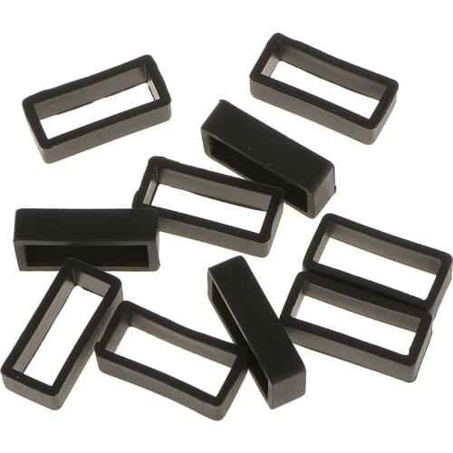 10 Pieces Replacement Waterproof Silicone Rubber Watch Strap Watch Band Loops Ends - Black watch Accessories