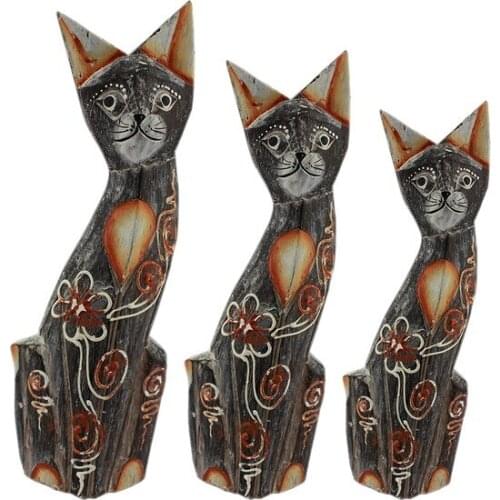 Modern Triple Wood Cat trinket Brown 30cm trinket baratija حلية орнаментальный
