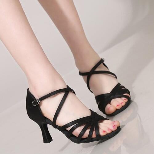 New Women Latin Dance Shoes Ballroom Tango Dancing Shoes For Women Ladies Girl 7cm heeled Party Thick heel wholesale