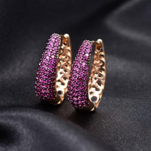Gorgeous Multicolor Hoop Earrings Full Micro Cubic Zirconia Stone For Women Gift Charm Golden Color Luxury Fashion Party Jewelry