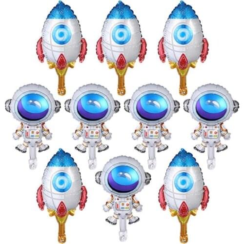 Space Balloons Theme Party Decoration Astronaut Aluminum Rocket Foil Mylar Balloon for Kids Birthday Baby Shower 33inch 20pcs