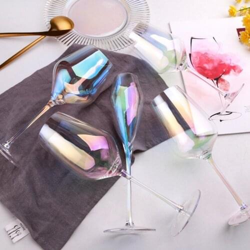 2Pcs/Set High Quality Lead-Free Crystal Wine Glass High Champagne Cup Rainbow Cup Ion-Plated Colorful Wine Glasse Drinkware