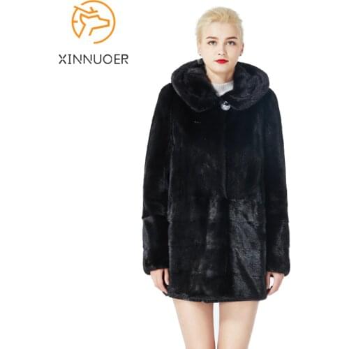 XINNUOER Fur Coats With A Hood