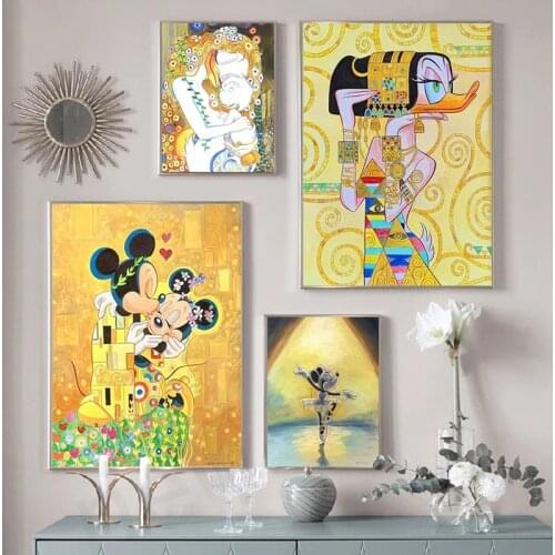 Funny Disney Mickey Mouse Spoof Famous Canvas Painting Donald Duck Prints Poster Wall Art Pictures for Living Room Decor Cuadros