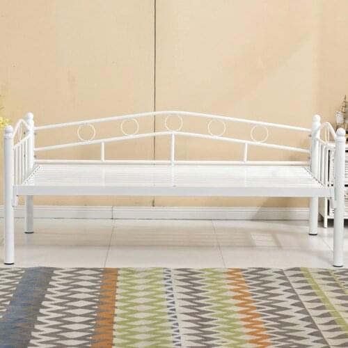 Iron Bed Frame 150×60/70/80CM Teenage Children Bed With Guardrail Mattress Dormitory Bedroom Single Simple Lunch Nap Side Bed