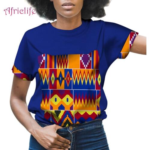 Lady Summer T Shirt Good Quality Clothing 2021 Hot Sell Bazin Riches Patterns African Wax Cotton Women Fashion Top WY6413