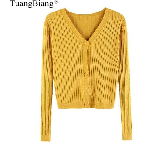 Autumn Winter Single Breasted Short cardigan Loose V-neck Long sleeve Button sweater 2020 Women short Style vintage sweater coat