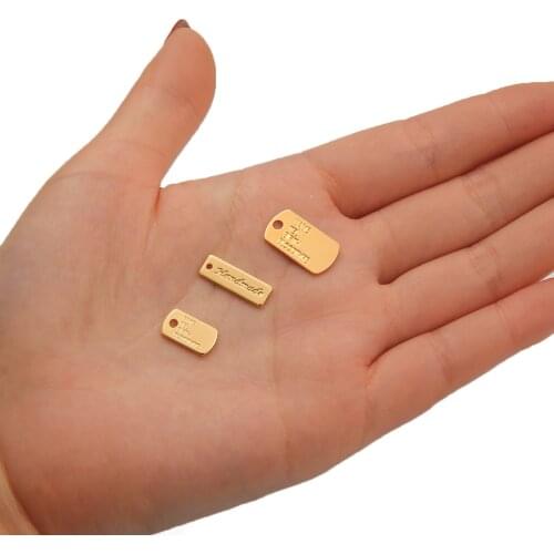 18K Gold Plated 2Pcs Rectangle Copper Small Tags For Fashion Pendant Necklace Women Geometric Necklace DIY Jewelry Findings