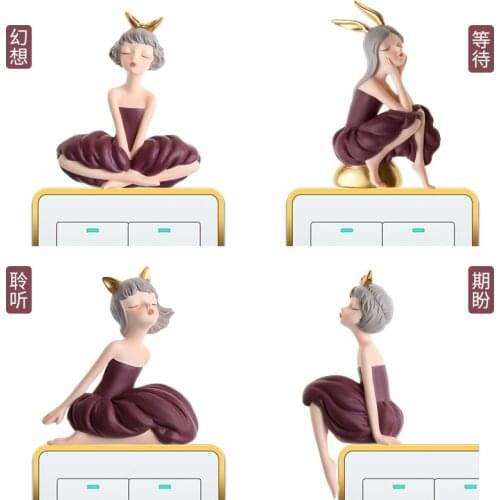 3D Resin Elegant Girl Switch Sticker Cartoon Wall Sticker Decoration Creative Bedroom Household Modern Switch Protective Cover