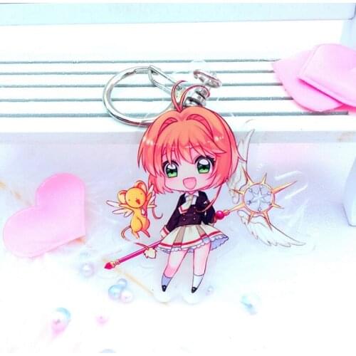 4 Pcs/lot Cardcaptor Sakura Anime Acrylic Keychain Cute Cartoon Figure Keyring Pendant Toys Gifts