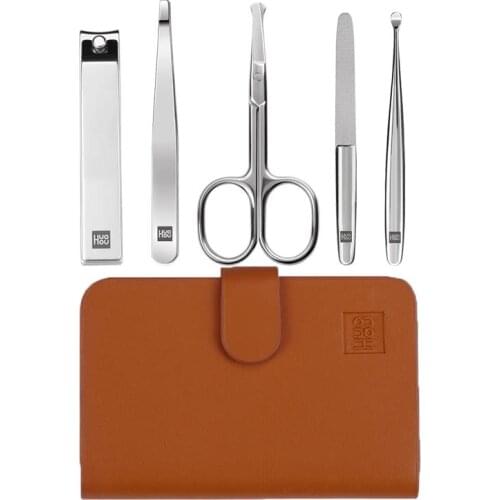 Huohou 5Pcs Nail Clippers Set Portable Stainless Steel Nail File Tweezers Clippers Travel Nail Cutter Tool Sets