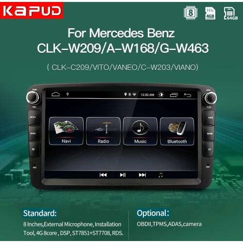 Kapud Android 10 Car Multimedia Player Radio Stereo For Mercedes Benz W209 8''GPS Navigation AutoRadio DSP SWC Bluetooth W168