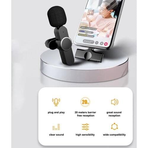 For Android Live Broadcast Mic Type C Wireless Microphone System USB C Video Recording Mic for Type C Cellphone Mobile Phone