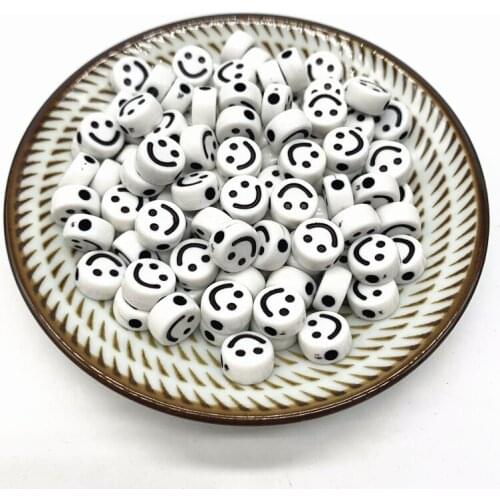New 20pcs 10mm Smiley face Acrylic Round Shape Beads For DIY Handmade Jewelry Craft Accessories#03