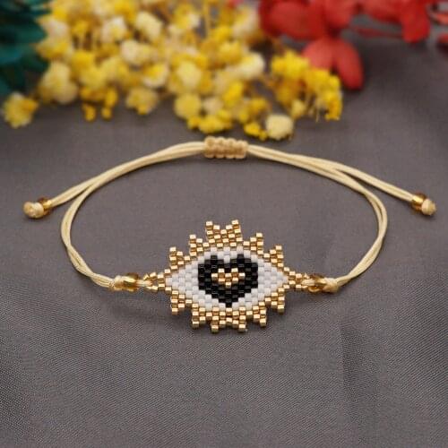 Go2boho Evil Eye Bracelet For Girl Childs Women Jewellery Miyuki Heart Bracelets Gift Handwoven Pulsera Femme Adjustable Jewelry