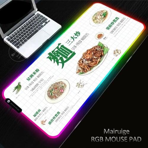 RGB Gaming Gourmet food Mouse Pad Computer Gamer Mousepad Large Game Rubber No-slip Mouse Mat Big PC Laptop Keyboard Desk Carpet