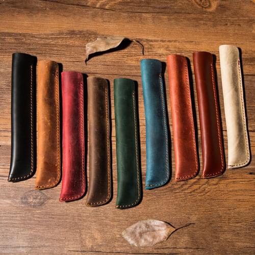IPBEN handmade leather pen bag personalized creative retro pen layer leather pencil case