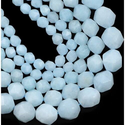 YHBZRET Natural Faceted Brazilian Aquamarin e Stone 6/8/10MM Blue Spacers Loose beads for Jewelry making DIY bracelets necklace