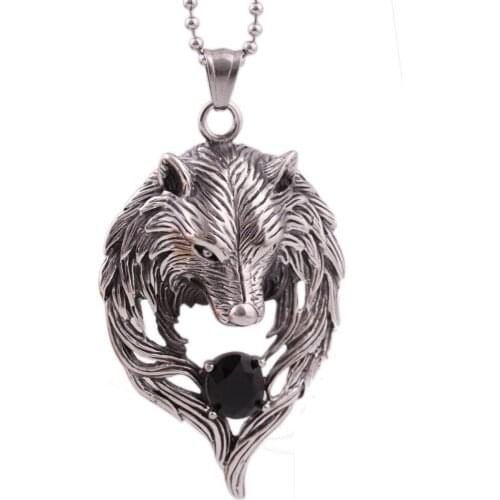 Monla New Hot Movie Band Necklace Wholesale Fashion stainless steel Movie Jewelry Punk Wolf Pendant Wolf Head Necklace